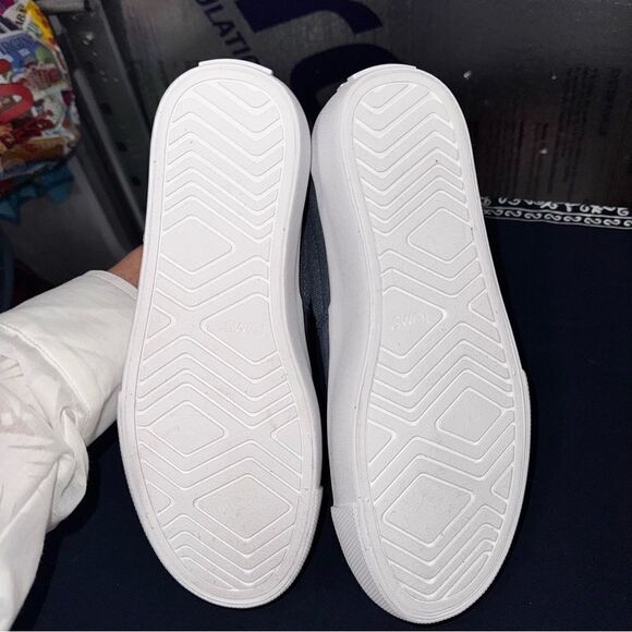 Tom’s Wear Good Dark Indigo Washed Canvas Alpargata Fenix Platform Slip Ons sz 6 - Picture 6 of 7